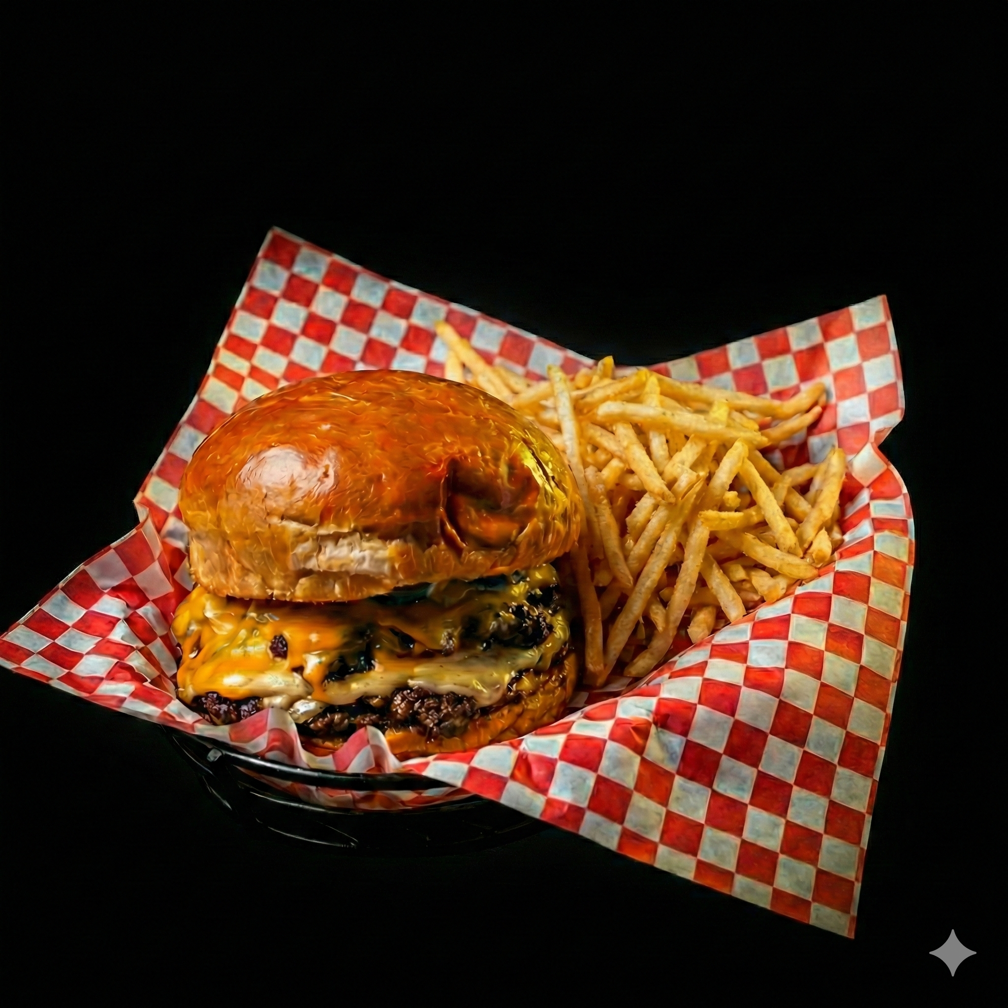 Compadres burger order with fries